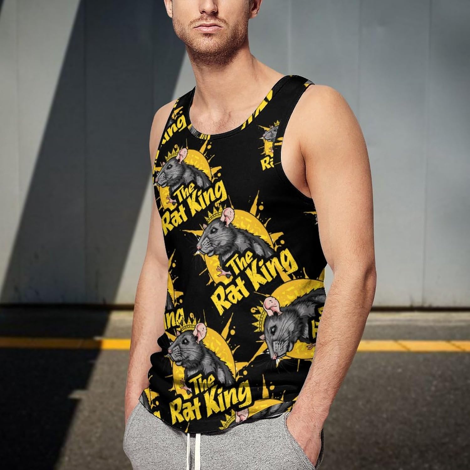 The Rat King Cute Men's Tank Top Sleeveless Muscle Shirts Vest Beach T Shirts for Workout Gym