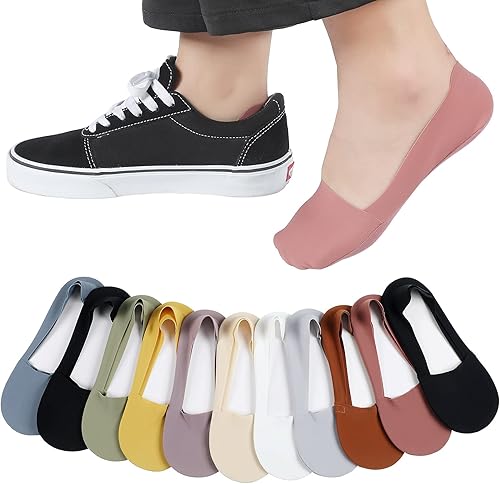 10 pares de calcetines invisibles para mujeres y hombres, calcetines de corte bajo, calcetines de seda de hielo, calcetines antideslizantes con