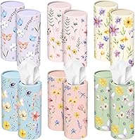 Vista 10 de Outus 12 soportes para cilindros de pañuelos de automóvil con 3 capas de pañuelos faciales a granel negro y blanco redondo para pañuelos, cajas