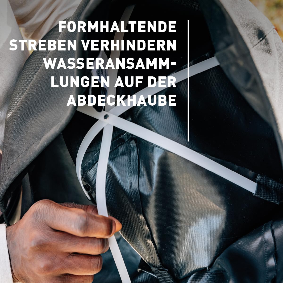 höfats - MOON 45 Abdeckhaube - passgenaue, wetterfeste, UV-beständige Schutzhülle, mit Kordelstopper - formhaltende Streben verhindern Wasseransammlungen - schützt den Feuerkorb vor Schmutz und Nässe