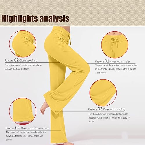 Vista 3 de oelaio Pantalones deportivos de yoga para mujer, pantalones de cintura alta, pantalones de yoga de pierna ancha, leggings de entrenamiento