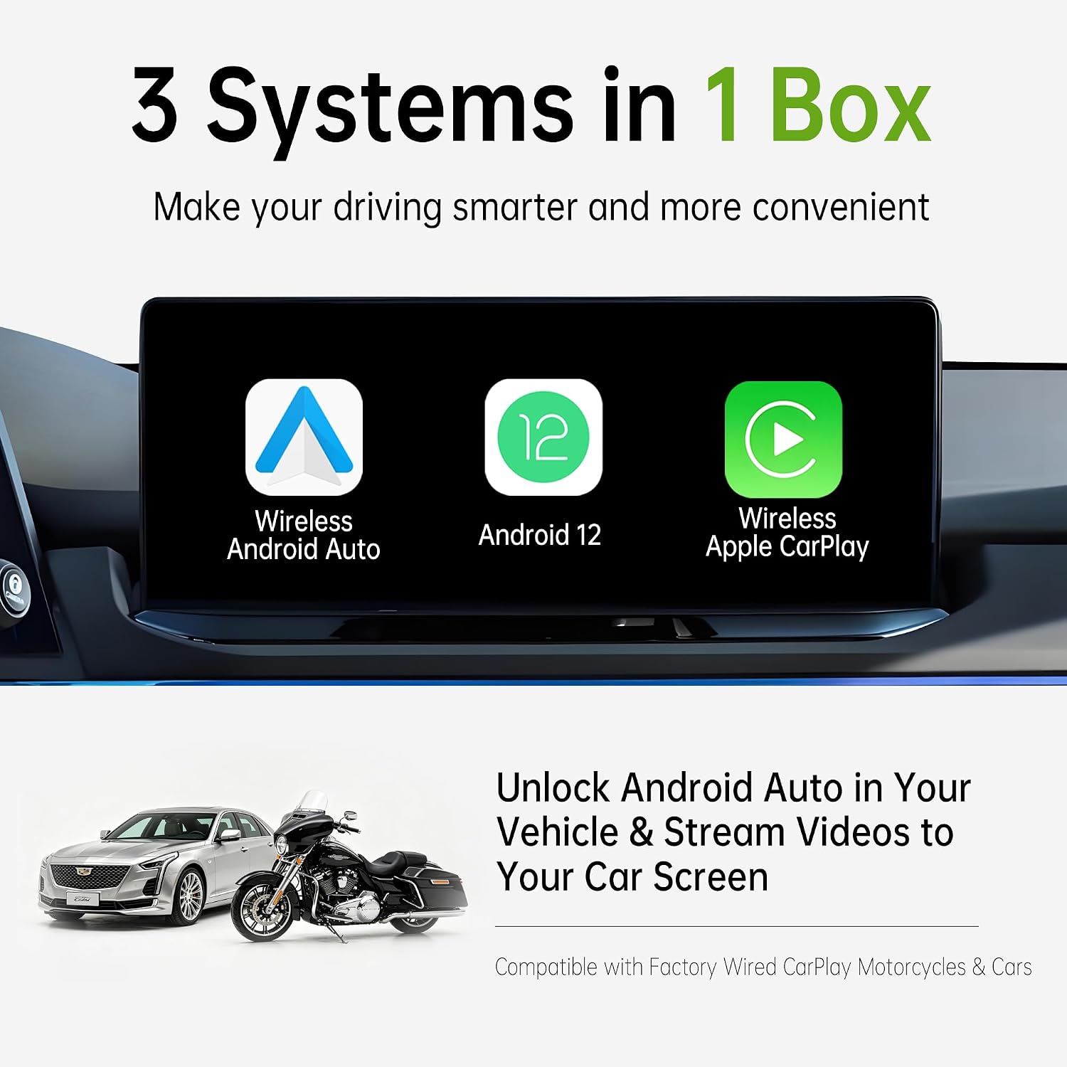 ONINCE CarPlay Ai Box 2026 Upgrade - Magic Box 3.0 for Wired CarPlay Cars | Unlock Android Auto on Your Motorcycle & Car | USB PORT Wired Android Auto & phone Charge Support