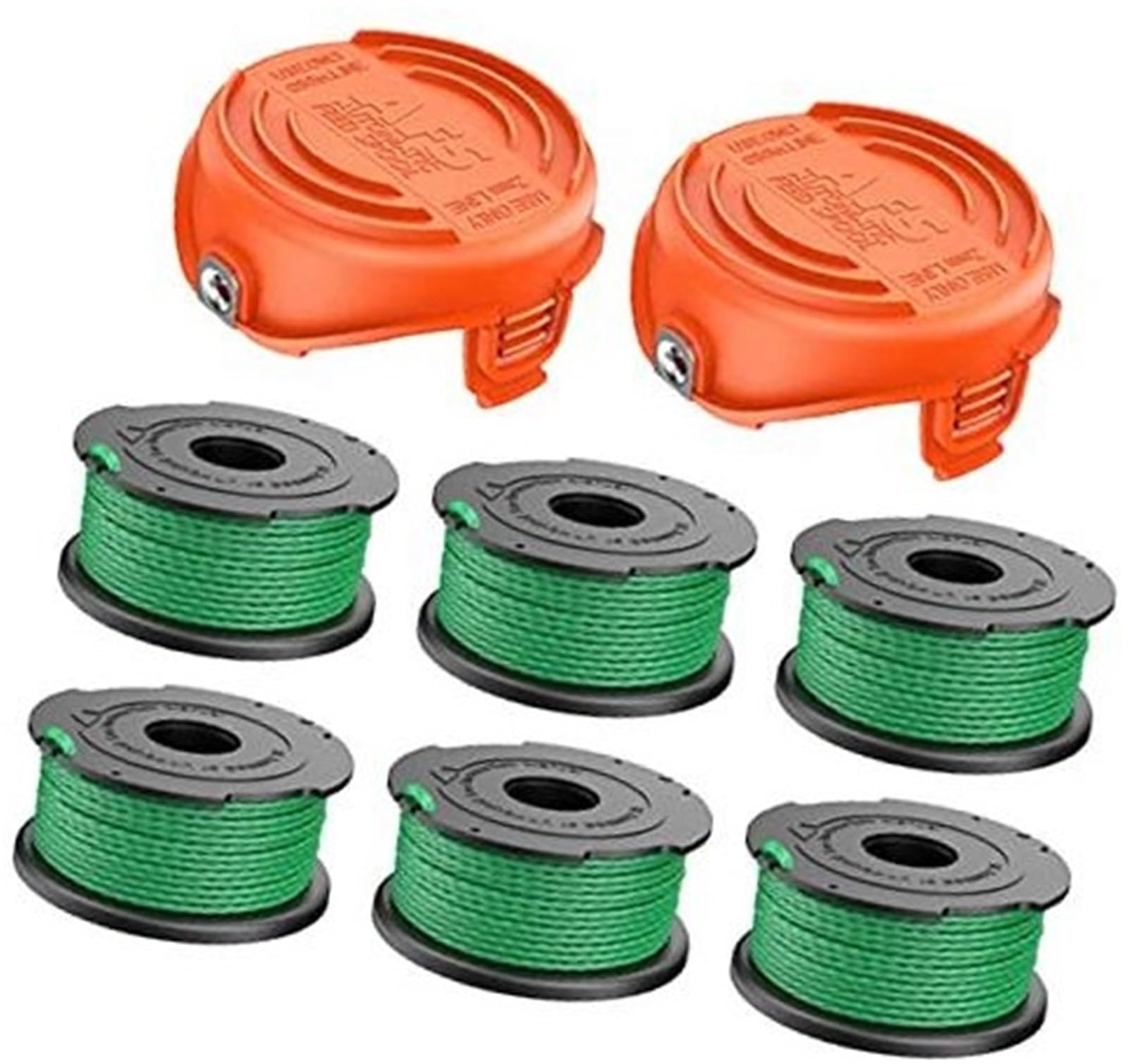 Szwaldaper String Trimmer Spool Line, for Black and Decker, 2mm 20 Feet Autofeed Replacement Spools, for GL8033 GL9035 Grass Strimmer Trimmer Cap, for 90583594 (6 Spool + 2 Cap) Trimmer Spool Line