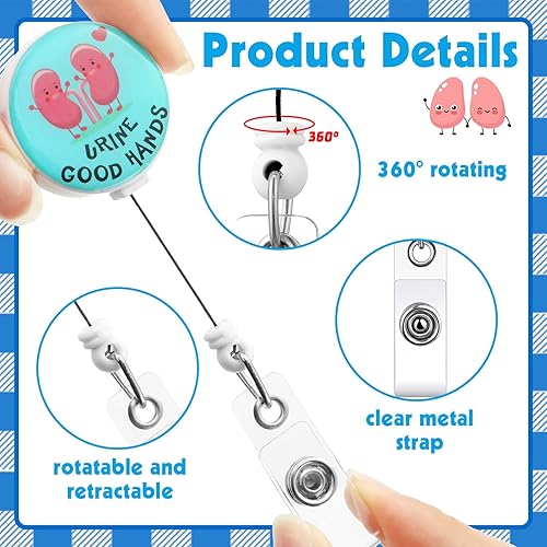 Miniatura 3 de Geosar 16 piezas de carrete de insignia de enfermera divertido de Navidad a granel, lindo clip retráctil para identificación, accesorios de