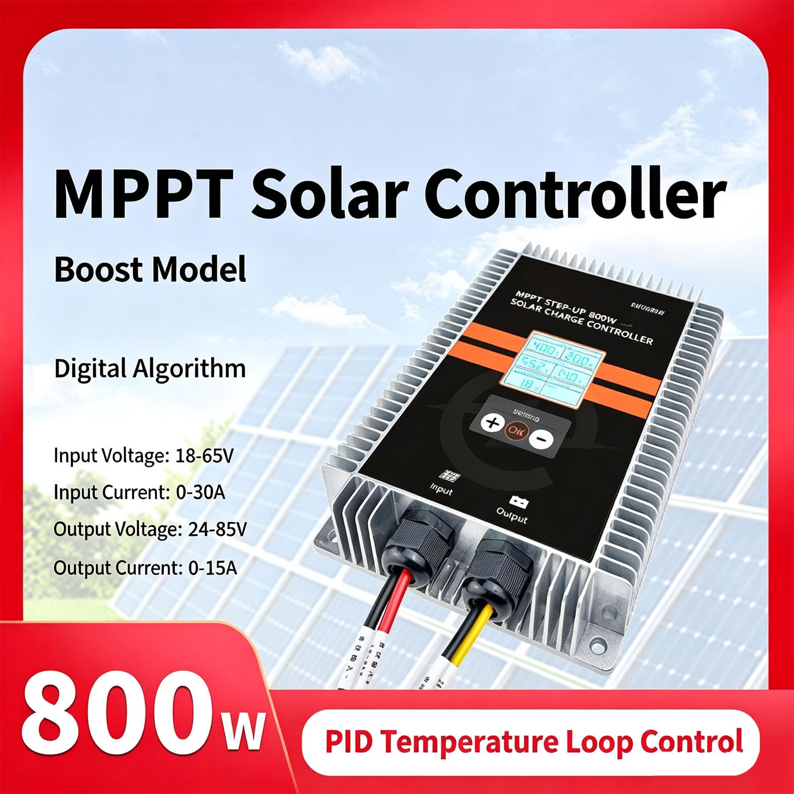 Contrôleur solaire de tension MPPT d'entrée 18-65 V 30 A