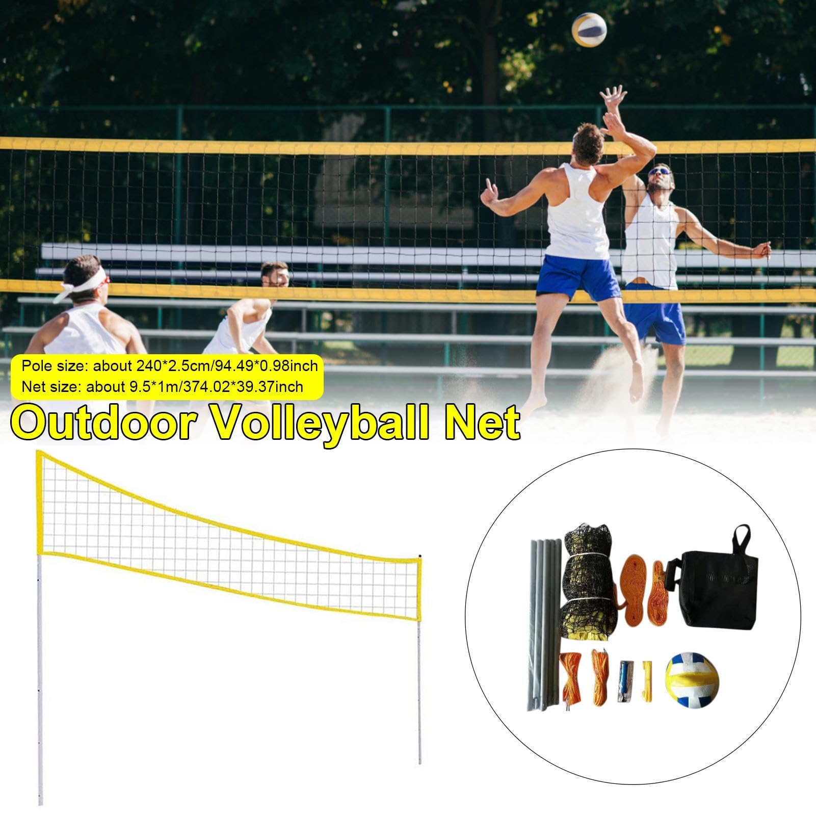 Generico Rete di pallavolo da spiaggia set con pali e palla - Professional