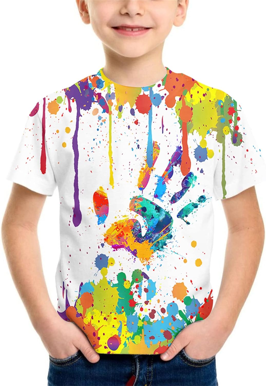 Neemanndy Teens Boys Girls Shirts 3D Print Colorful Design Graphic Tee Shirt with Short Sleeve for Kids 6-16 Years - Image 2