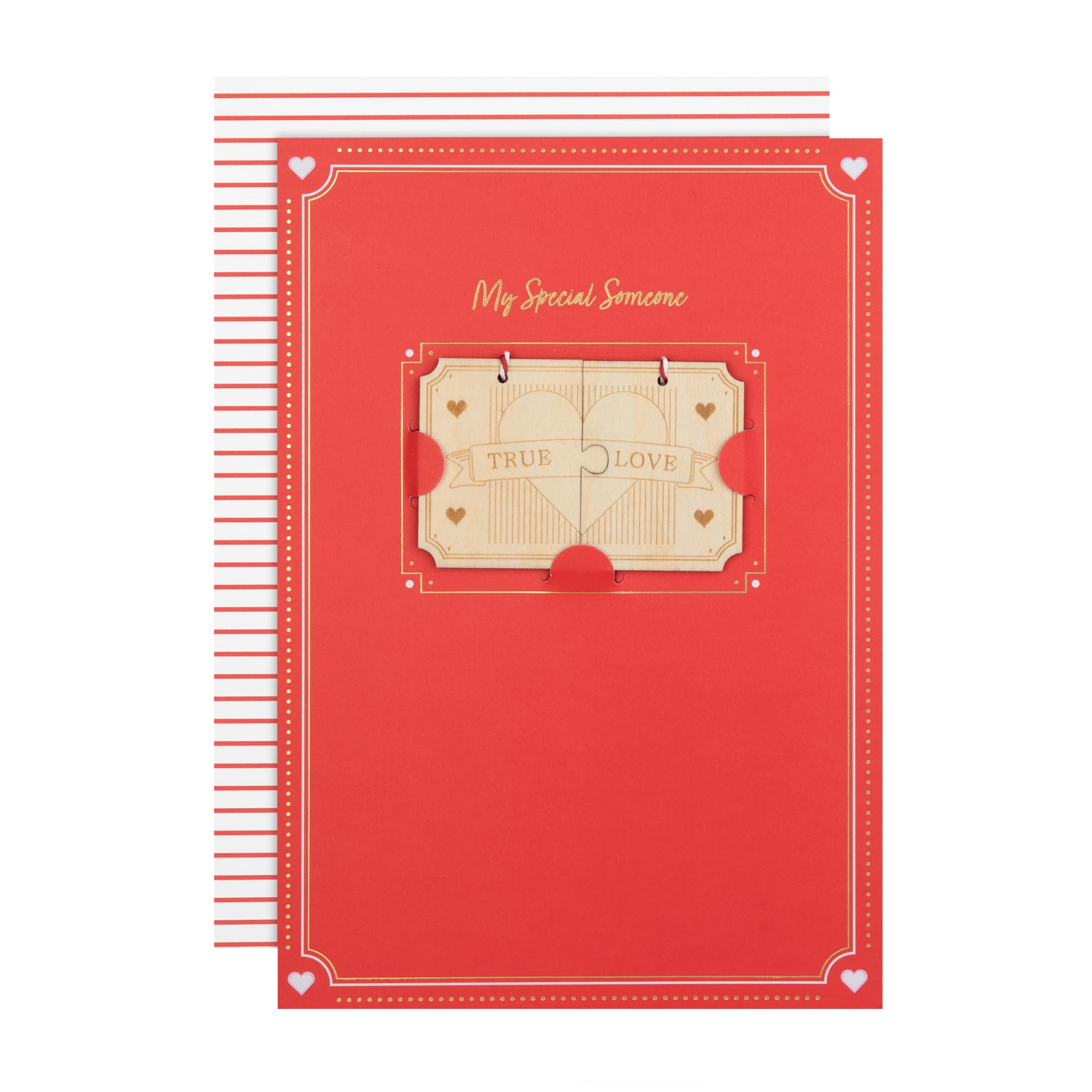 Hallmark Valentines Day Card for Someone Special, with Wooden Keepsake Token, With Envelope, Red