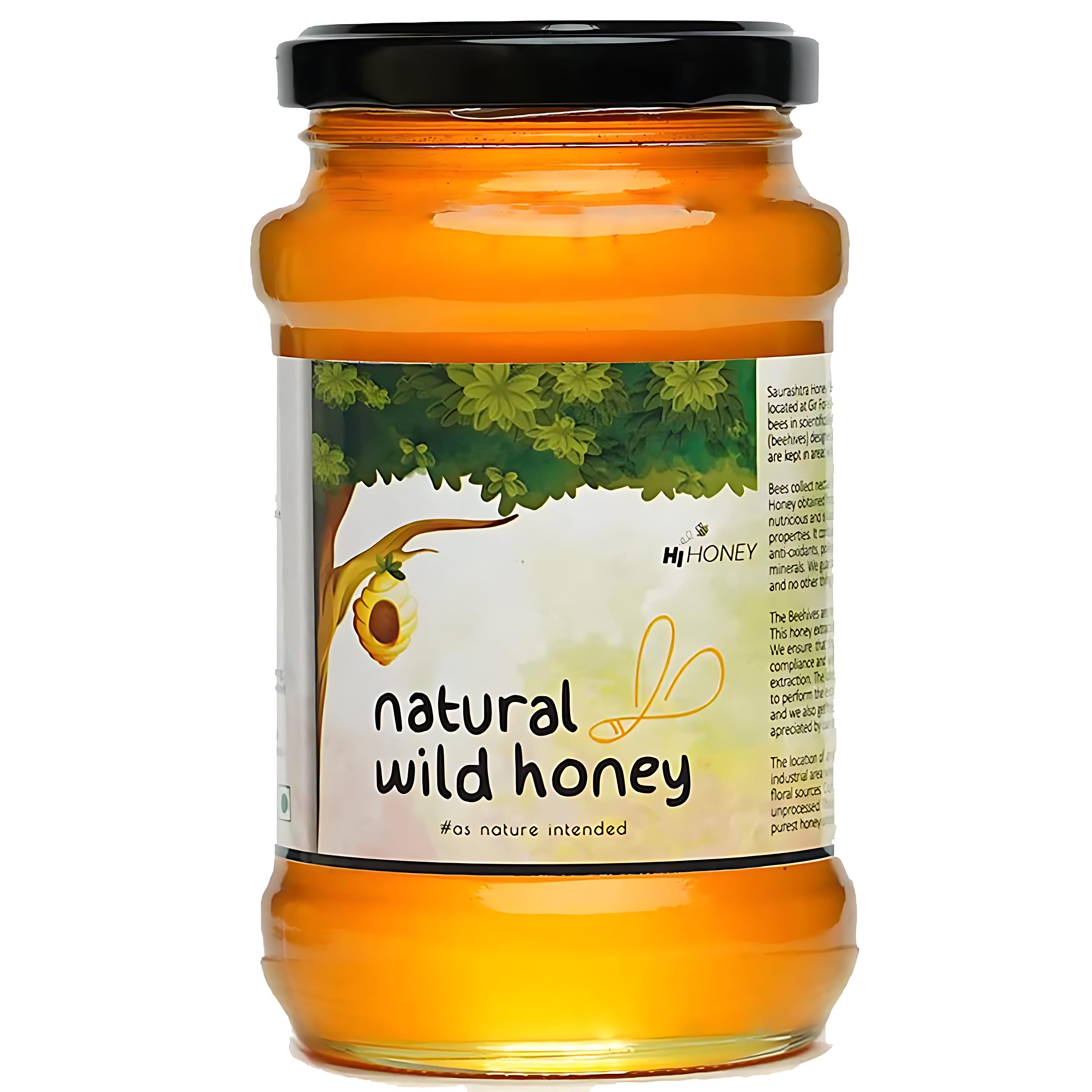 Hi Honey Raw Wild Honey | Pure, Natural & Unprocessed | Certified Original Honey | No Sugar Adulteration | Immunity Booster | Rich in Antioxidants | Healthy & Nutritious | 530g Glass Jar (Pack of 1)