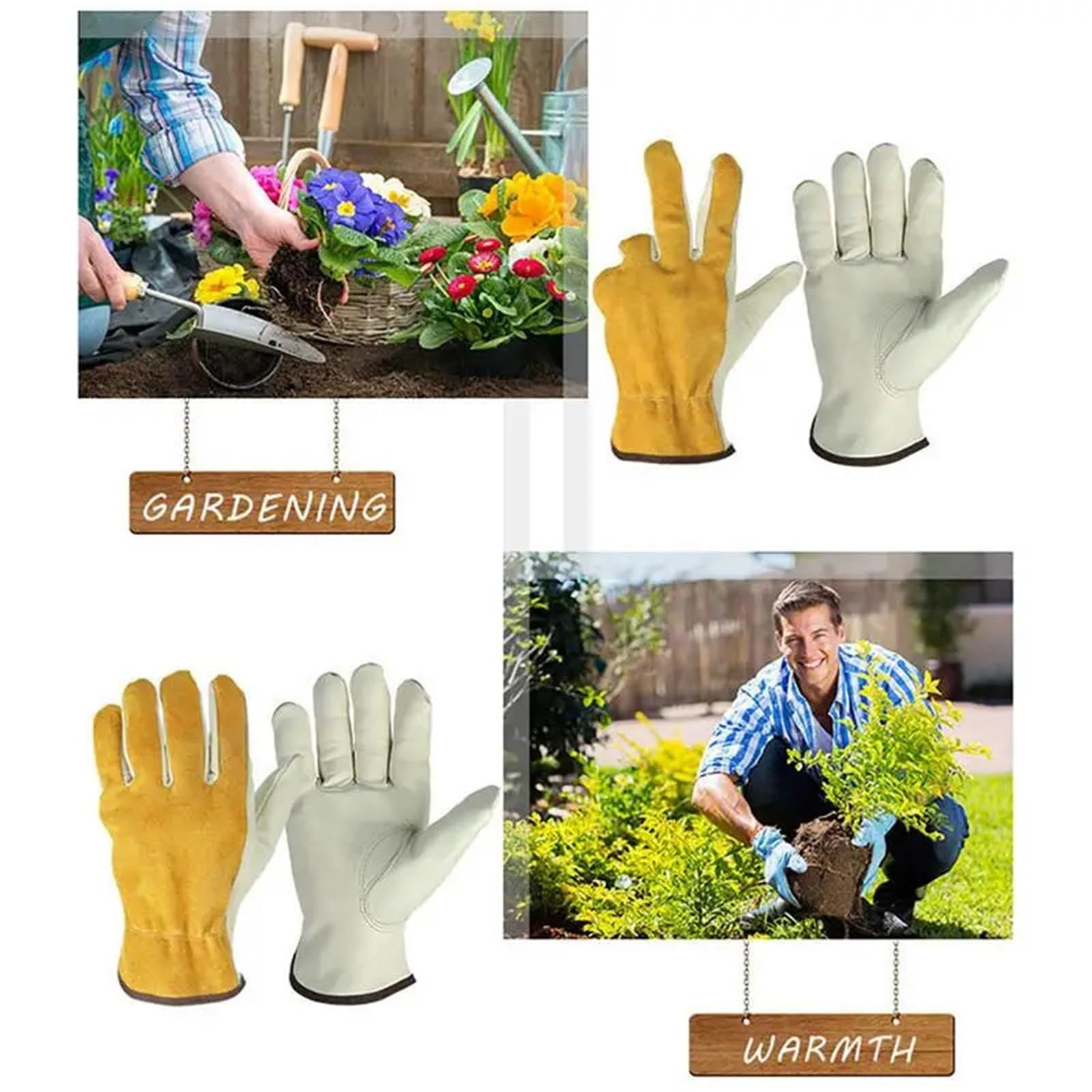 Gants de Jardinage， Gants de Travail en Cuir PU résistants aux Coups de Couteau, Gants de gréement renforcés Ultra-Fins imperméables(M 18cm)