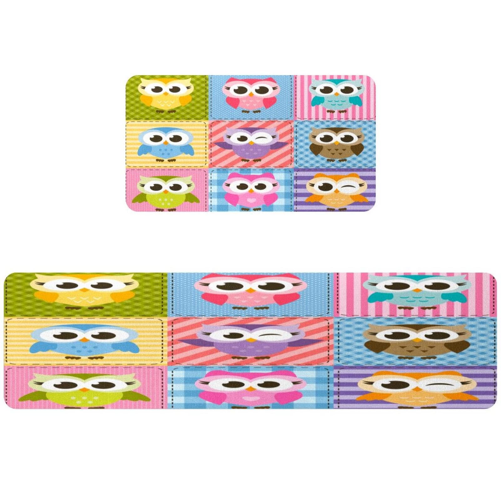 Tapis de cuisine hiboux antidérapants et absorbants pour buanderie