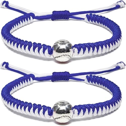 Pulseras trenzadas hechas a mano, regalos de béisbol para niños, pulseras ajustables con cuentas de béisbol, pulseras de béisbol inspiradoras para