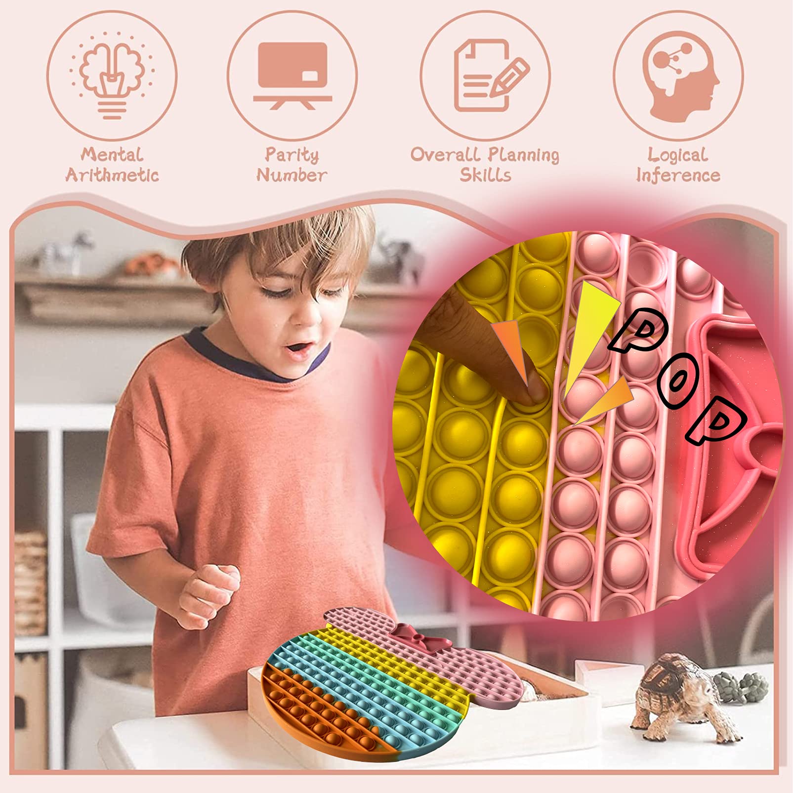 Pop It Fidget Pack Big Size Push Pop Bubble Fidget Sensory Rainbow Jumbo Toys,Autism Special