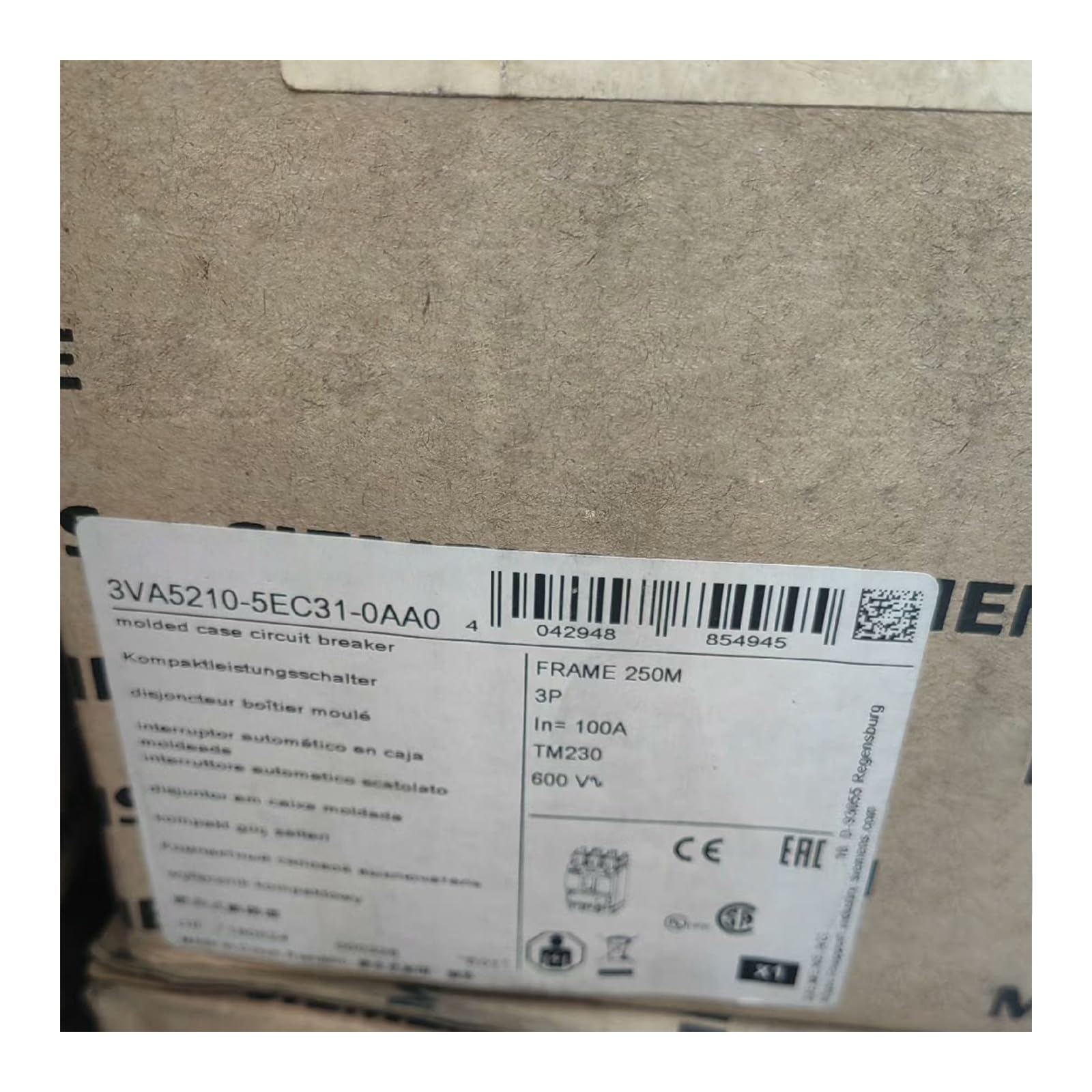 3VA5210-5EC31-0AA0 protection électrique durable sous scellé garantie 1 an