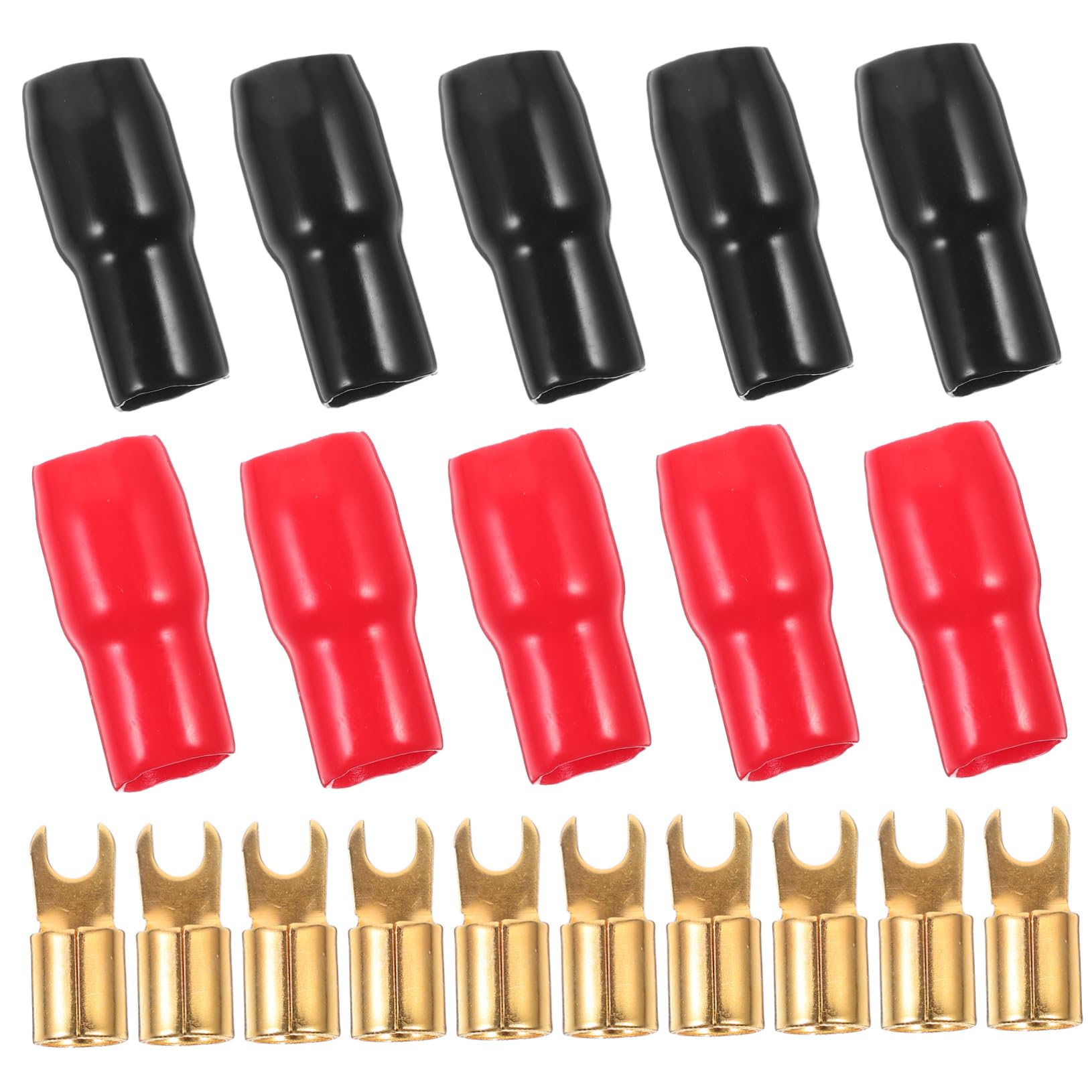 NAMOARLY 5 Pairs Crimp Terminals 4ga Terminal 4 Gauge Spade 4 Gauge Heat Shrink Wire Connectors 4 Gauge Wire Terminal Spade Connector 2 Gauge Fork Terminal Connector Connecters Speaker Wire