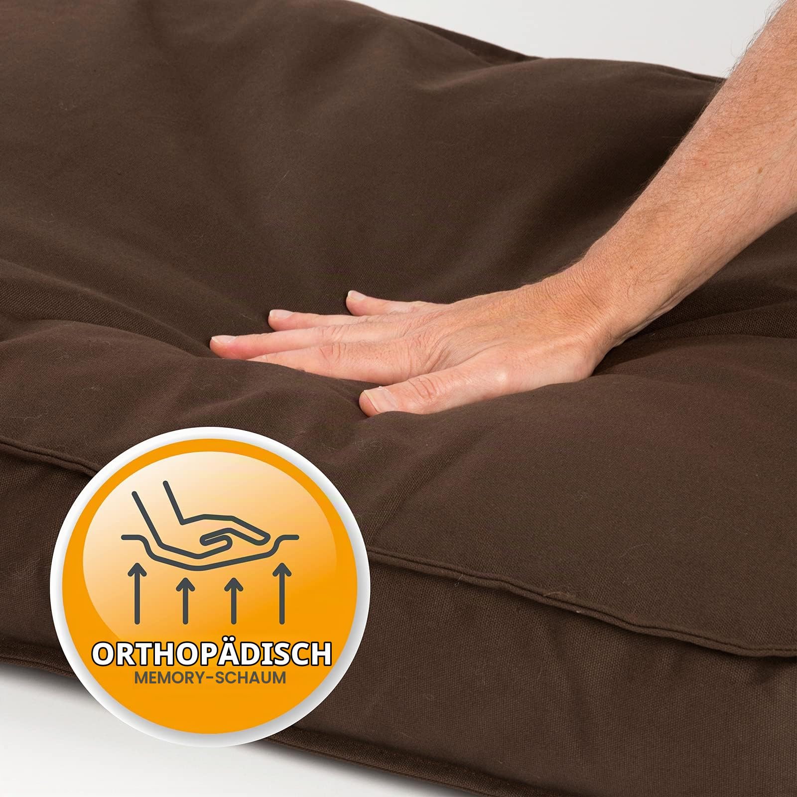 JAMAXX® Premium Hundekissen Hundematte Canvas Waschbar Orthopädisches Hundebett weich Memory Foam Visco-elastische Füllung, mittelgroße Hunde, Vintage Canvas Stoff, Matratze PDB1007 M 90x70 Sofa braun