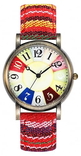 Gosasa Retro Women’s Quartz Watches Multi Color Rainbow Pattern Casual