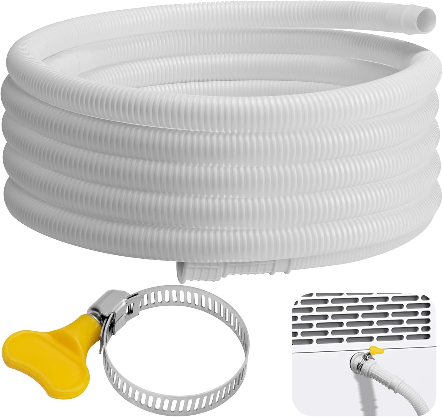 16.5 Ft Dehumidifier Drain Hose 3/4" FHT- Cuttable Leakproof Dehumidifier Discharge Hose for Drainage- Flexible Universal Corrugated Drain Hose Replacement with Clamp for Most Dehumidifier