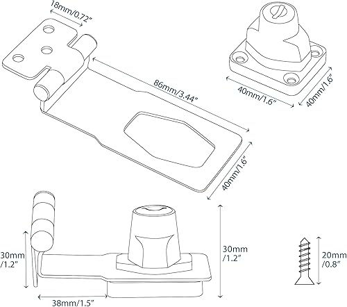 Miniatura 8 de Alise Cerradura de cerrojo en ángulo recto de 90, cerradura de bisagra de puerta con cierre de llaves, cerraduras de bisagras para puertas,