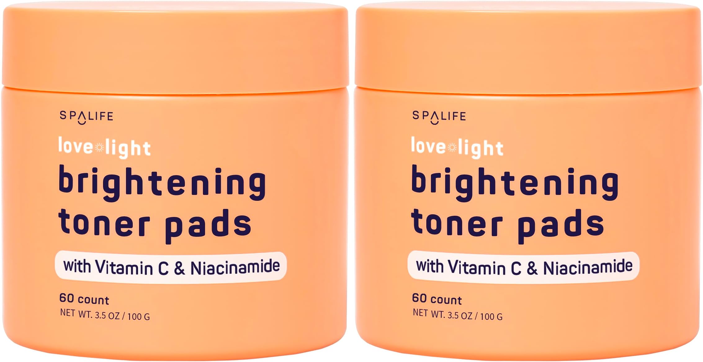 SpaLife Love & Light Radiating Toner Pads – for Uneven Skin Tone, Dark Spots & Discoloration, Clogged Pores, Dullness with Vitamin C, Niacinamide – Toner Pad for Face, Pre-Soaked Pads