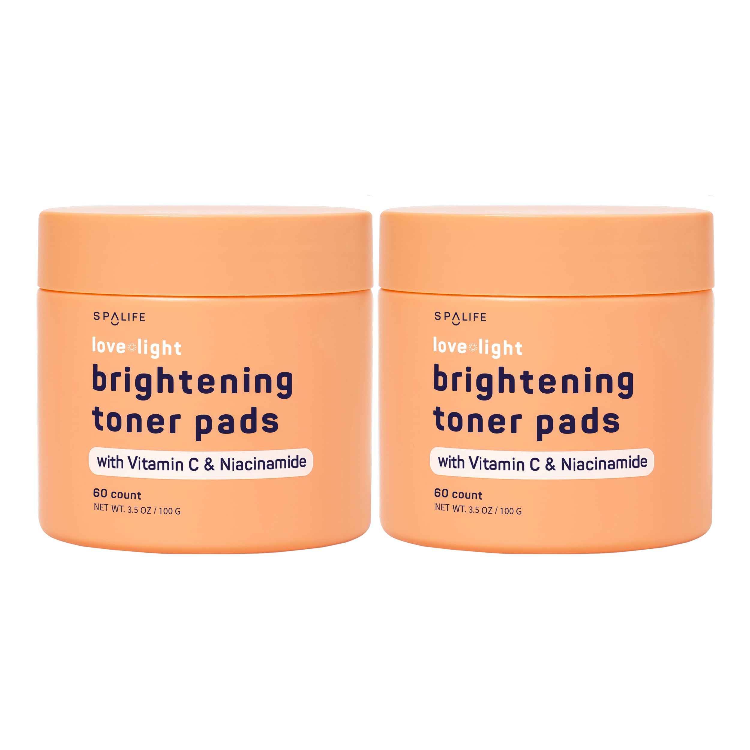 SpaLife Love & Light Radiating Toner Pads – for Uneven Skin Tone, Dark Spots & Discoloration, Clogged Pores, Dullness with Vitamin C, Niacinamide – Toner Pad for Face, Pre-Soaked Pads