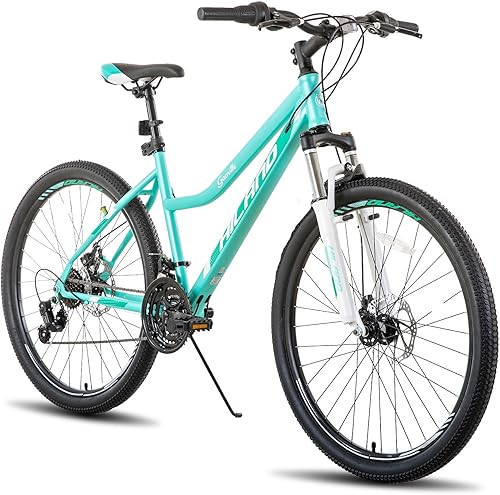 Hiland - Bicicleta de montaña de 26 pulgadas para mujer, con marco pasante, Shimano 21 velocidades, horquilla de suspensión MTB, bicicleta para