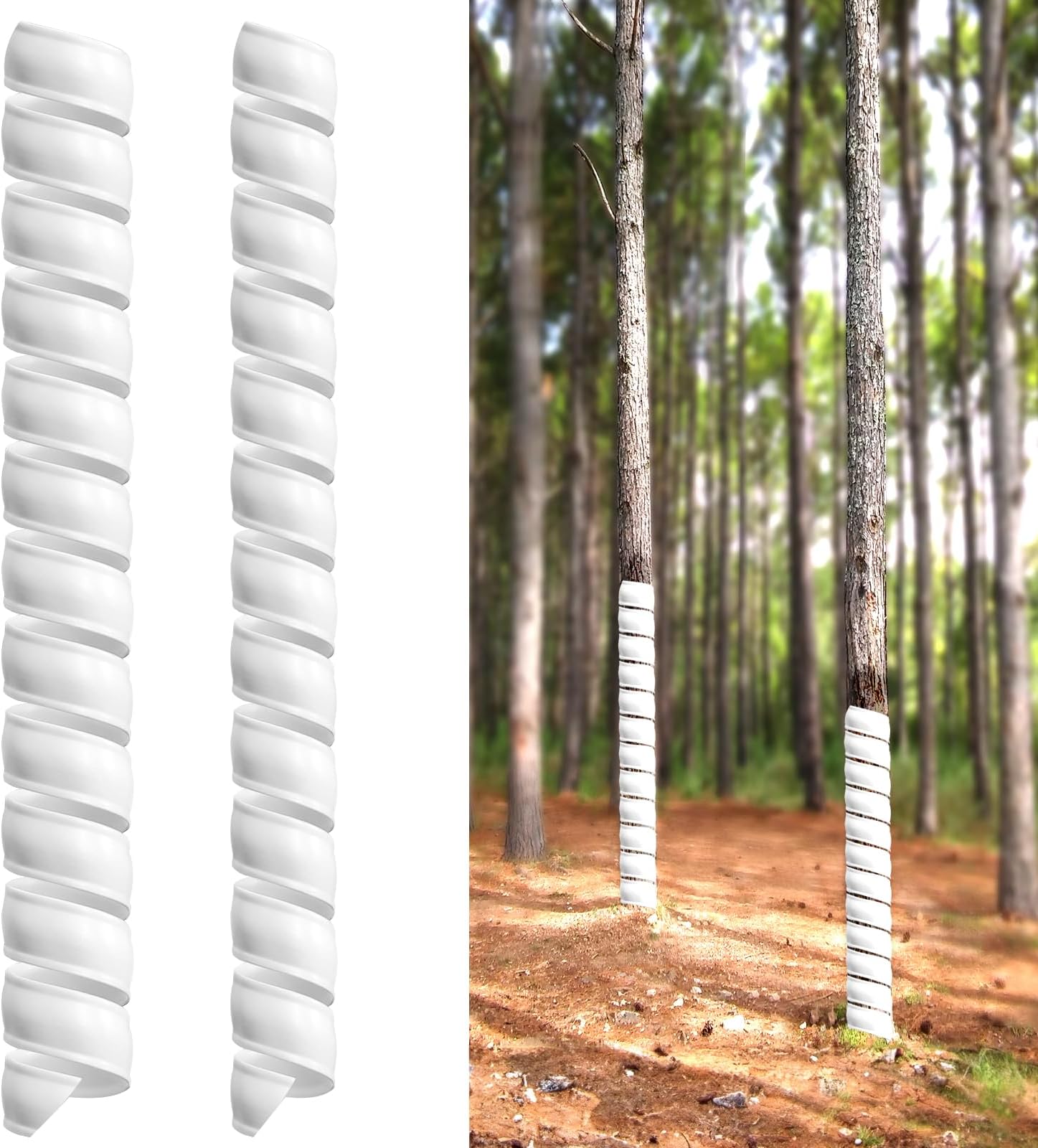 Ctemnpho 2PCS Plastic Spiral Tree Trunk Protector, Tree Guards Versatile Bark Protector for Saplings & Plants Against Deer, Rabbits, Rodents, Mowers and More