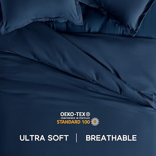 Miniatura 11 de Sonive Juego de funda de edredón tamaño King, juego de edredón de microfibra cepillada suave de 3 piezas con cierre de cremallera, 8 lazos