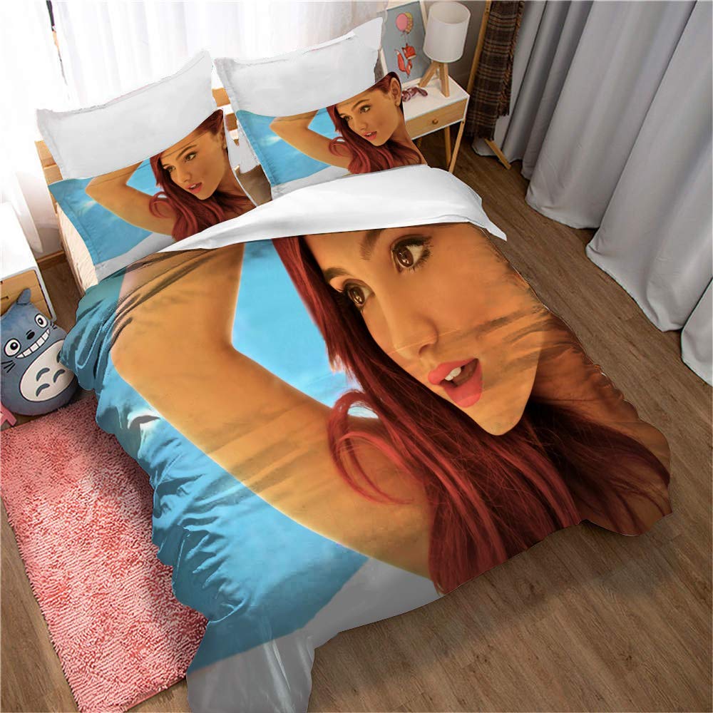 Ste-X Biancheria Da Letto Per Ragazzi, Copripiumino Ariana Grande, Microfibra, Incluse 2 Federe 50 X 75 Cm (135x200cm,Immagine 01)