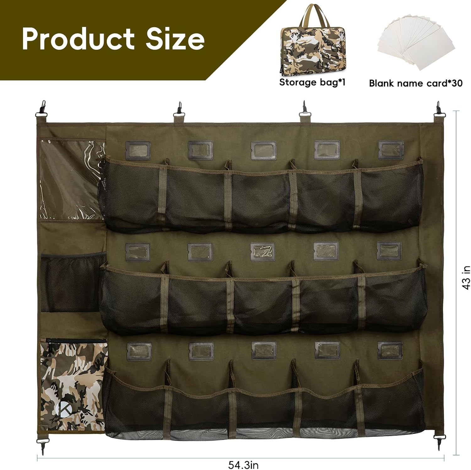KAVIGOR Baseball/Softball Dugout Organizer - 15+ Helmet & Glove Storage Bag, Military-Grade 900D Fabric & 6 Reinforced Steel Hooks