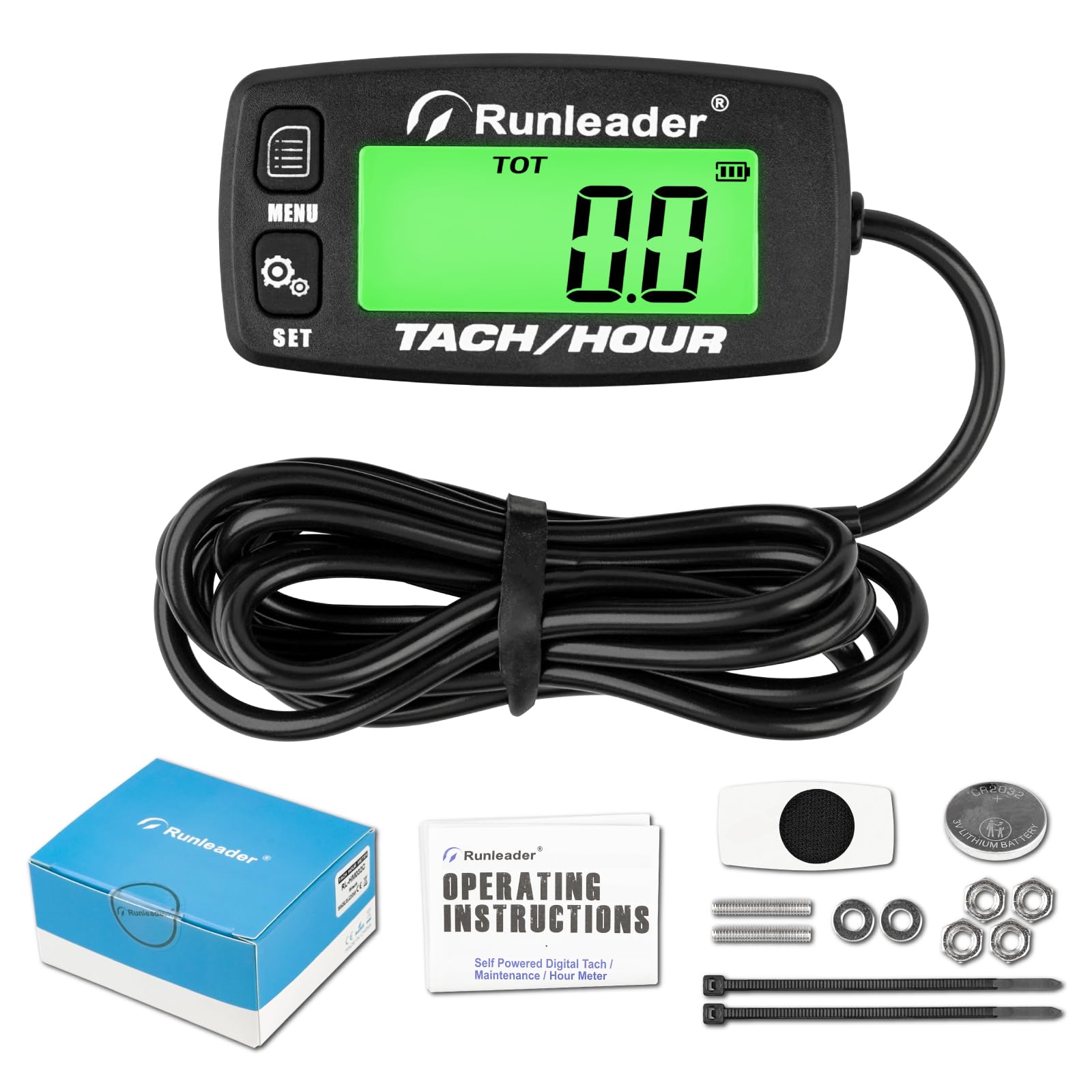 Tachymètre-Compteur Numérique : Batterie Remplaçable, Rappel Maintenance, Jauge RPM Rétroéclairée, pour Moteur Hors-Bord, VTT, Génétatrice, Tondeuse, Moto, Tronçonneuse, Autres Moteurs à Gaz