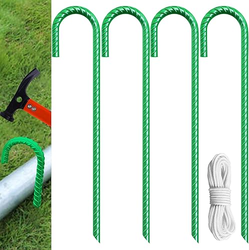 Miniatura 1 de Eurmax Estacas para trampolines de Estados Unidos, estacas de suelo resistentes, piezas de toldo, estacas de viento con cuerda de 12 pulgadas,