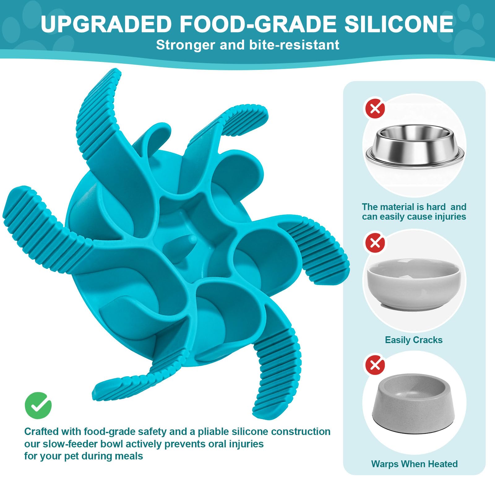 Slow Feeder Insert for Dog Bowl - 2PCS Anti-Bloat Silicone Mat with Super Suction, Slow Feeder Dog Bowls for Puppy Large Breed Dogs - image 4