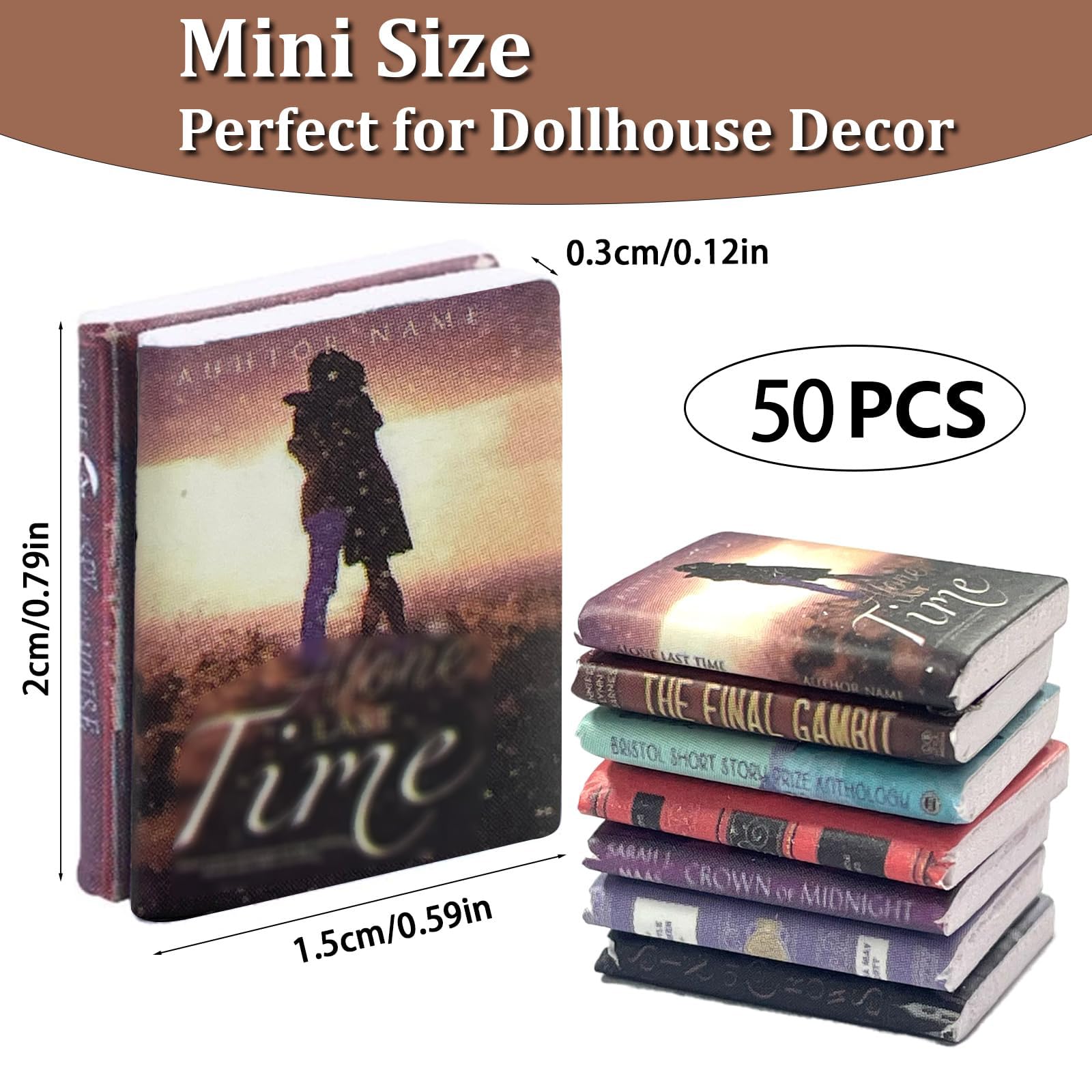 50pcs Miniature Books, Miniature Decorative Items, Miniature Dollhouse Accessories - Tiny Mini Books for Anxiety Bookshelf, Mini Things, Miniature Things, Dollhouse Miniatures & DIY Craft Decor 1