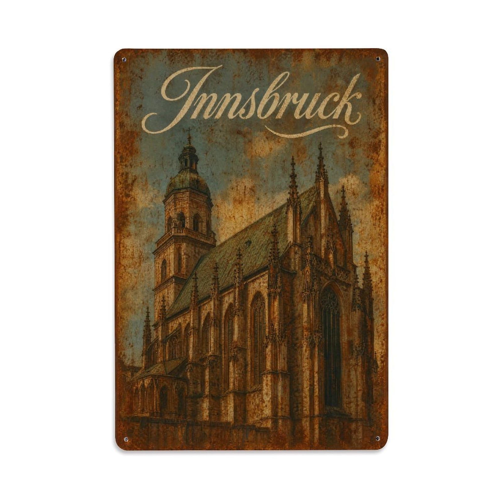 Huiyhb 8X12inch(20X30cm) Vintage Travel Innsbruck Court Church Austria Metal Tin Sign