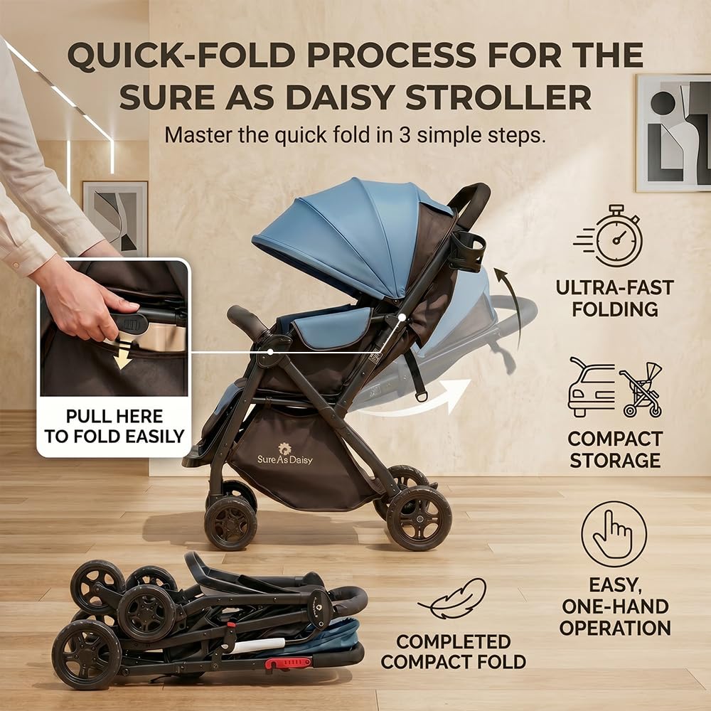 StarAndDaisy Foldable Baby Stroller - Lightweight & Portable -6