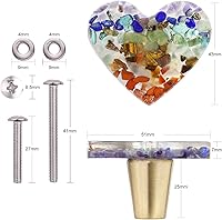Vista 22 de Rockcloud Pack of 2 Heart Shape Resin Crystal Stones Chips Drawer Knobs Pull Handle Cupboard Dresser Door Pull with Screws Home Decoration Pink