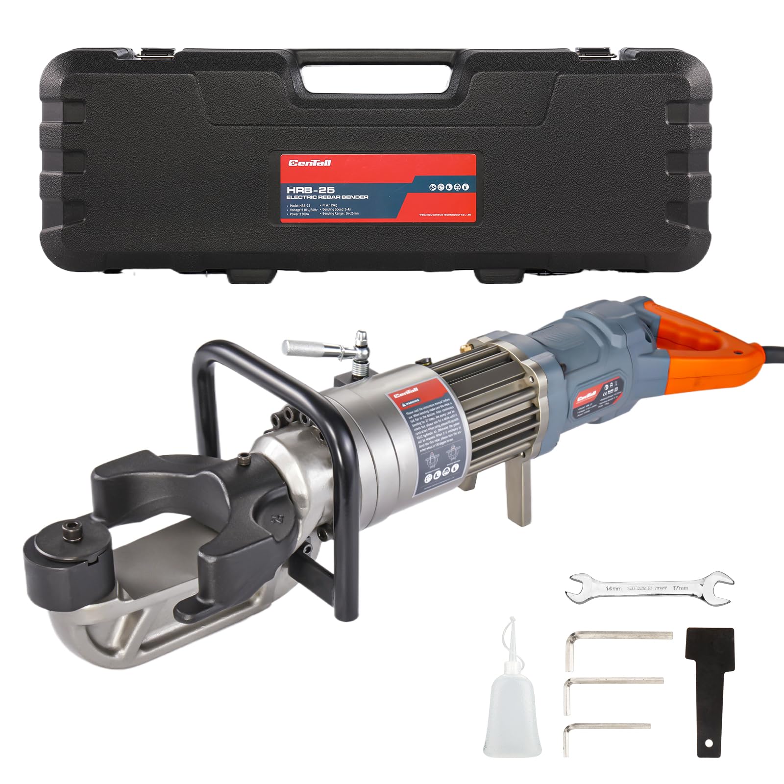 1" Electric Hydraulic Rebar Bender 3-4s Fast Bending HRB-25(Orange)