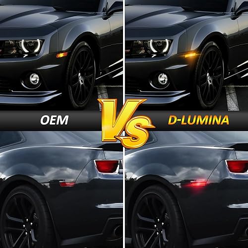 Miniatura 4 de D-Lumina Luces LED de marcador lateral de lente ahumada compatibles con Chevy Camaro 2010-2015, parachoques delantero trasero lateral lámparas
