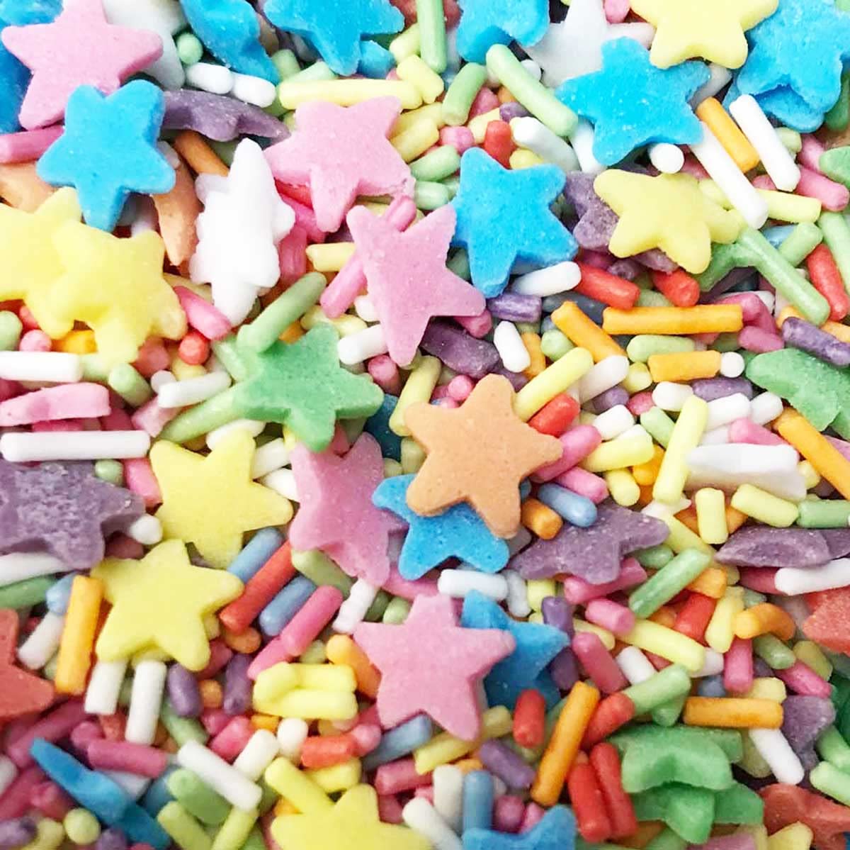 A Pinch Of - Bakery Mix Pastel Stars & Strands Easter Cake Sprinkles - 25g Matt Edible Cupcake Decorations - Spring & Easter Cake Decorations Edible - Birthday Rainbow Sprinkles