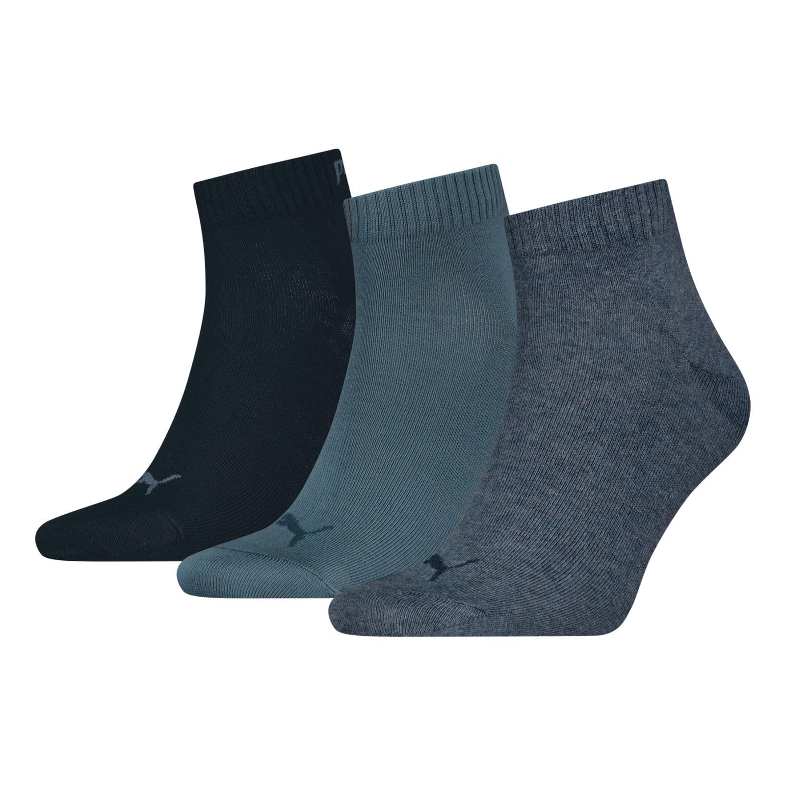 PUMA Unisex Plain Recycled Cotton Quarter Socks (Pack of 3), 43-46