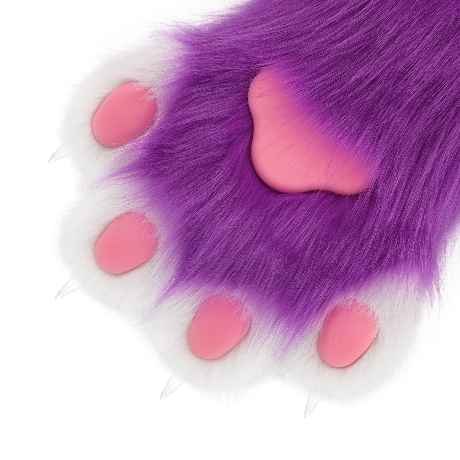 Faux Fur Plush Furry Cat Claw Gloves Fursuit Animal Fox Paws Mittens Halloween Cosplay Costume Accessories for Adult: Purple