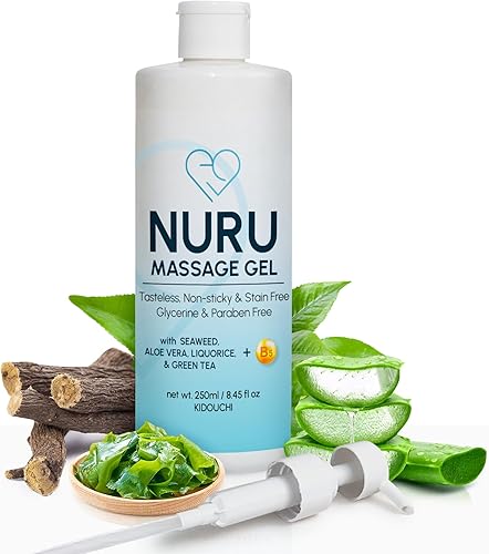 Gel de terapia de masaje Nuru japonés  Aloe Vera, algas, té verde, regaliz y vitamina B5 (8.45 onzas líquidas)