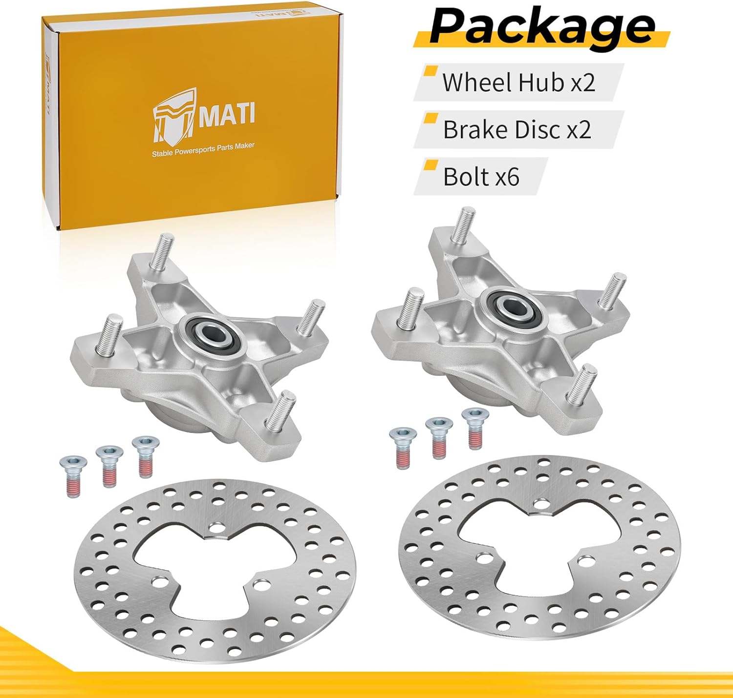 M MATI Front Left and Right Wheel Hubs & Brake Discs for Honda TRX250X TRX400X 2009-2014 Sportrax TRX250EX TRX400EX 2001-2008 44615-HN6-A20 45251-HN1-003