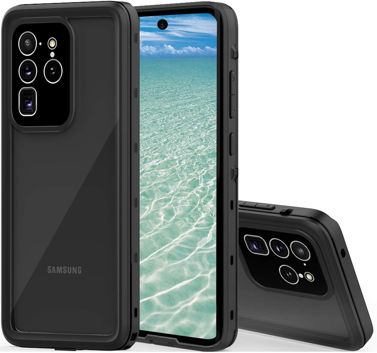 Samsung Galaxy S20 Ultra 5G Waterproof Case, YOGRE Heavy Duty TPU Rugged Cover, Dustproof and Shockproof Built-in Screen with Lanyard, Full Sealed IP68 Underwater Protection, 6.9 inch Black