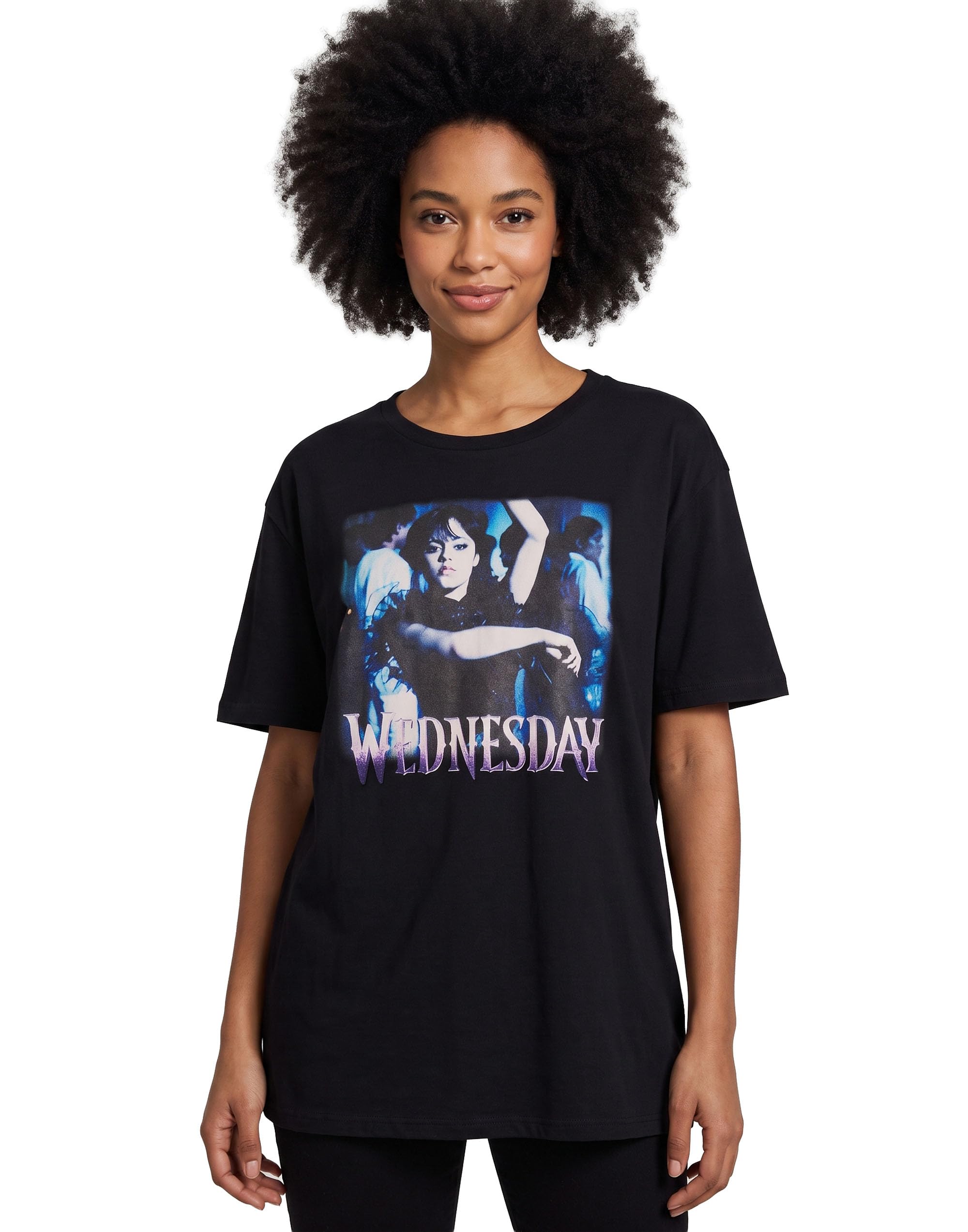 Wednesday Women's Dancing Logo T-Shirt | & Teens Addams Dancing Scene Graphic Tee In Black | Netflix Series One Merchandise Adults & Girls Short Sleeve Top | The Addams Family Apparel Gift
