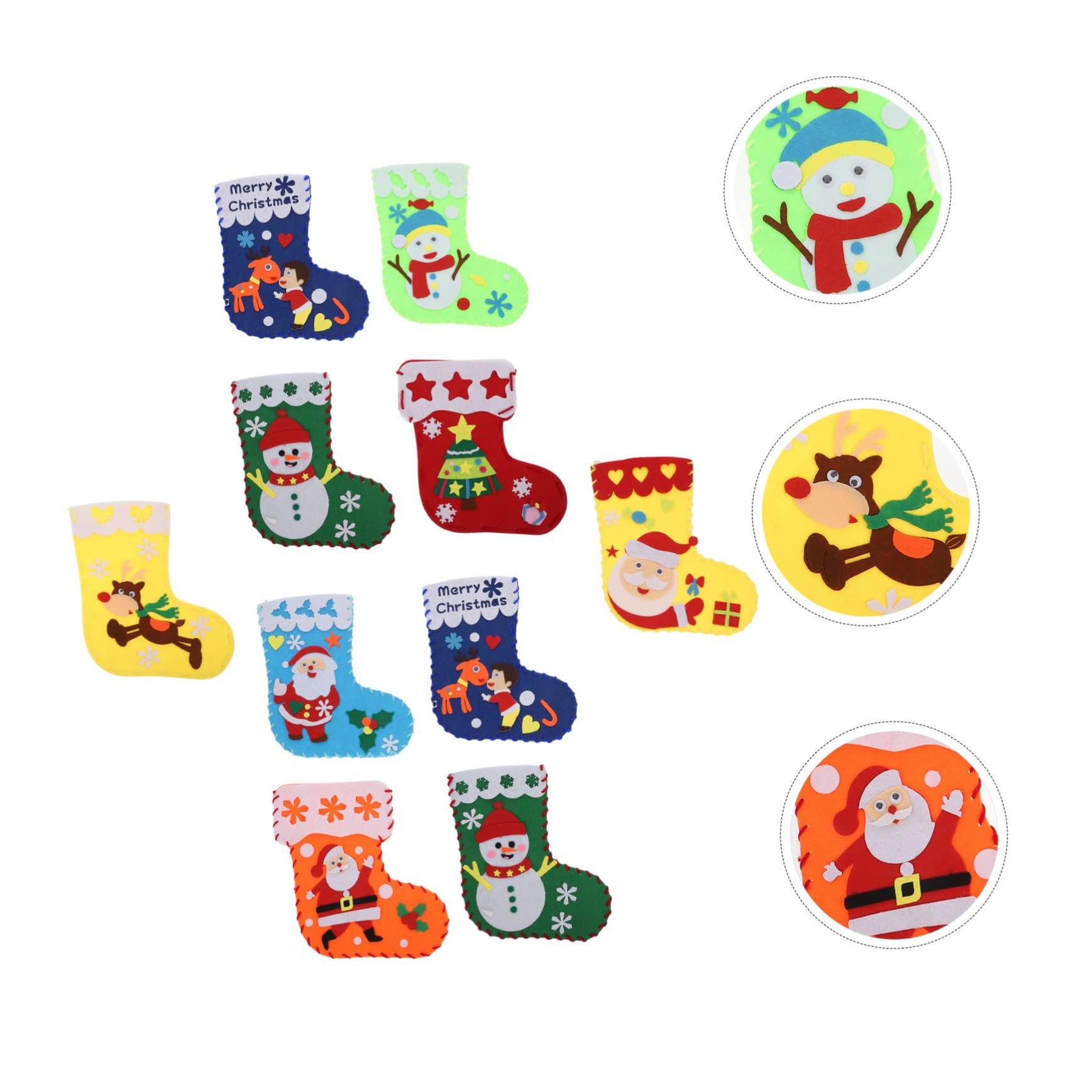 BESPORTBLE 10Sets Christmas Stocking Craft Sewing Kit for Mixed Styles Educational Hand Made Decorative Stocking for Holiday Crafts and Family Activities