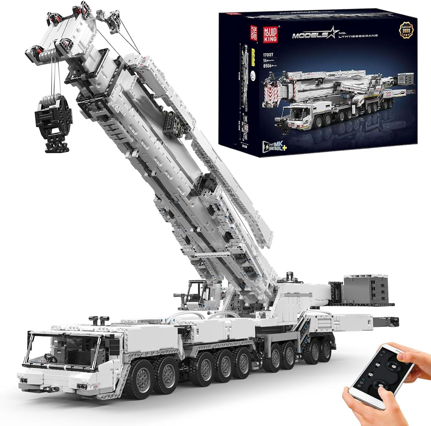 Mould King Large Crane Building Set, 8506 Pieces Heavy Crane Truck Building Kits, APP Control Engineering Mobile Crane Construction Vehicle Blocks Set for Kid/Adult