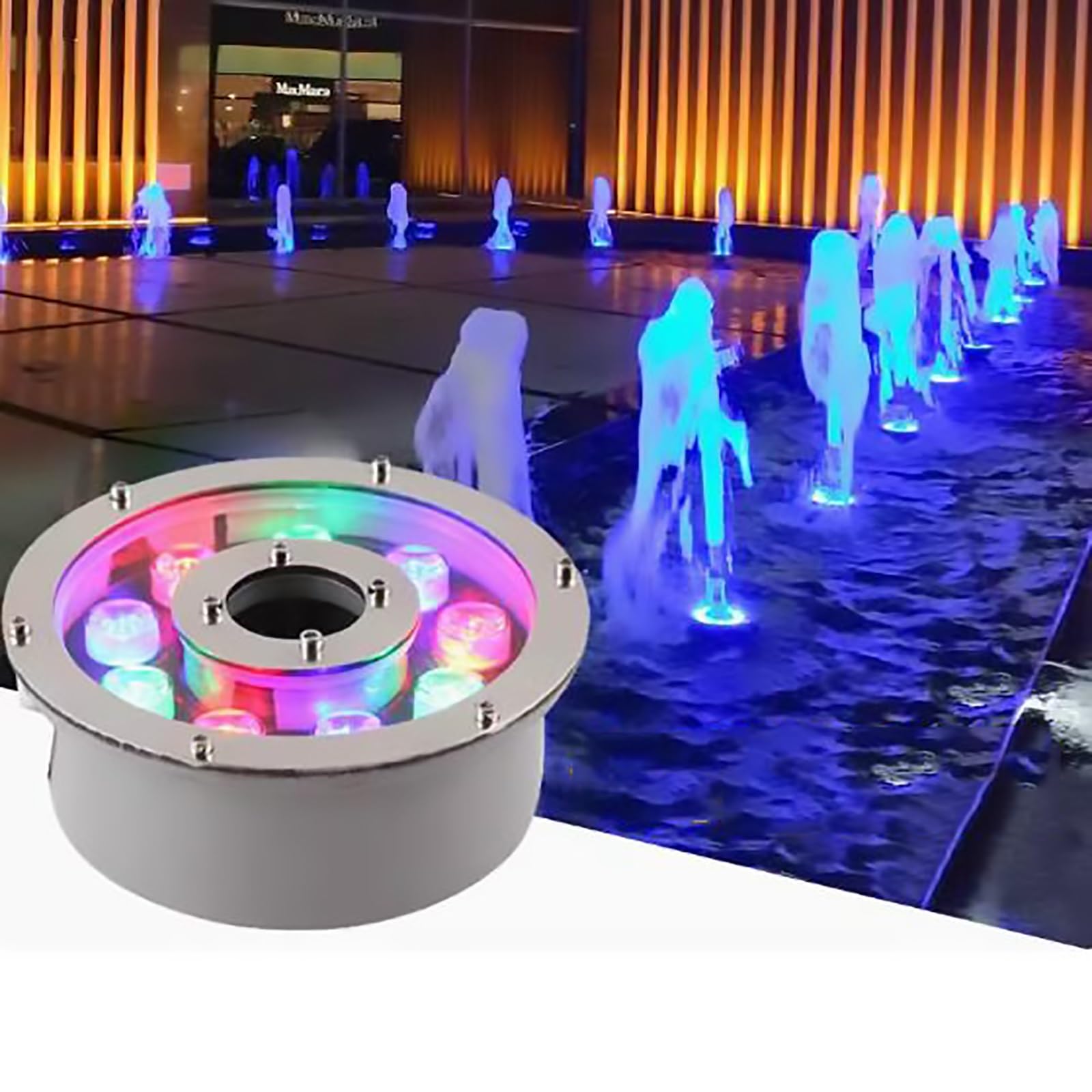 Luce for fontana ad anello a LED - Luci sommergibili for laghetto, Luce for piscina incorporata impermeabile IP68 a bassa tensione 24V(RGB,9W)