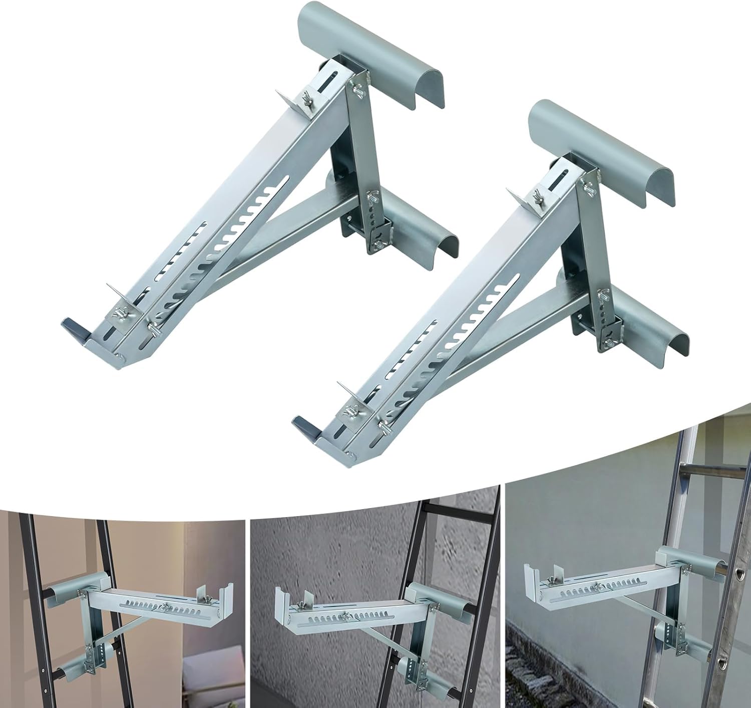 Ladder Jacks, 2 Pieces 661.39 LBS Scaffolding Platform, Sturdy High-Strength Ladder Jack, Ladder Jack for Working Stage, Load-Bearing Brackets for Ladders, Silver